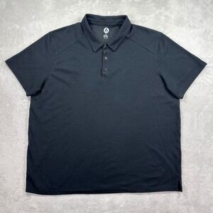American Giant Polo Shirt Men XXL Black Short Sleeve Cotton Blend Made in USA